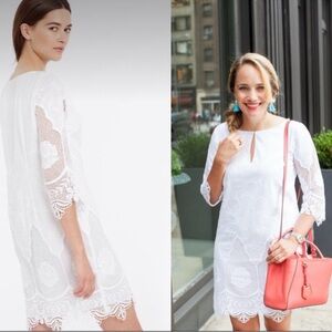 Ann Taylor White Cotton Lace Embroidered Tunic Dress Size Small